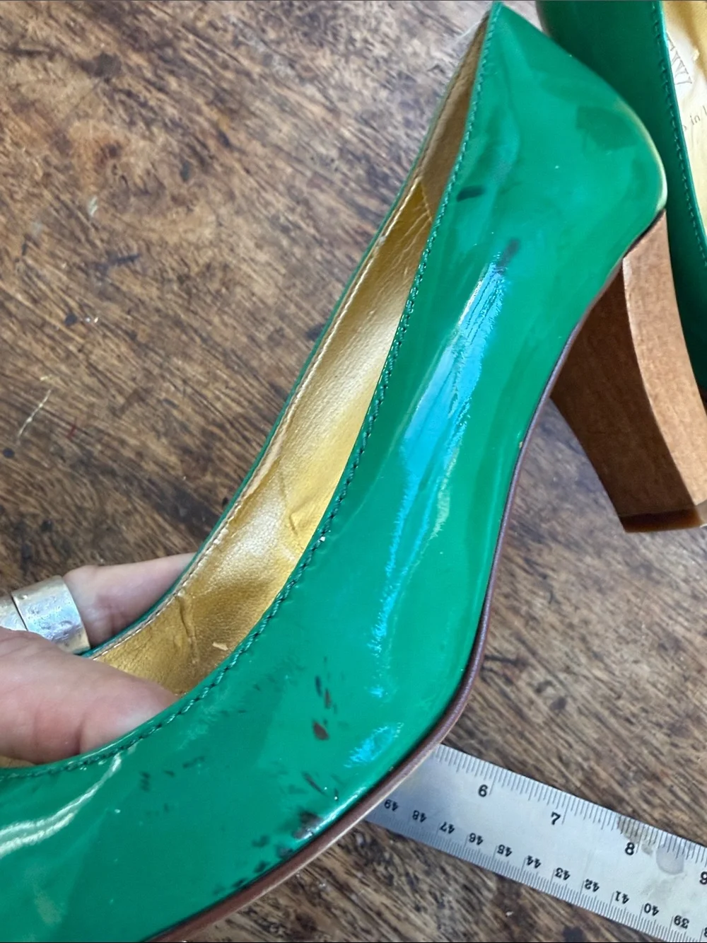 J. Crew Emerald Green Patent Leather Heels size 7